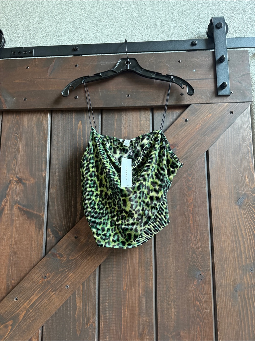 Topshop Green Leopard Print Cowl Neck Camisole